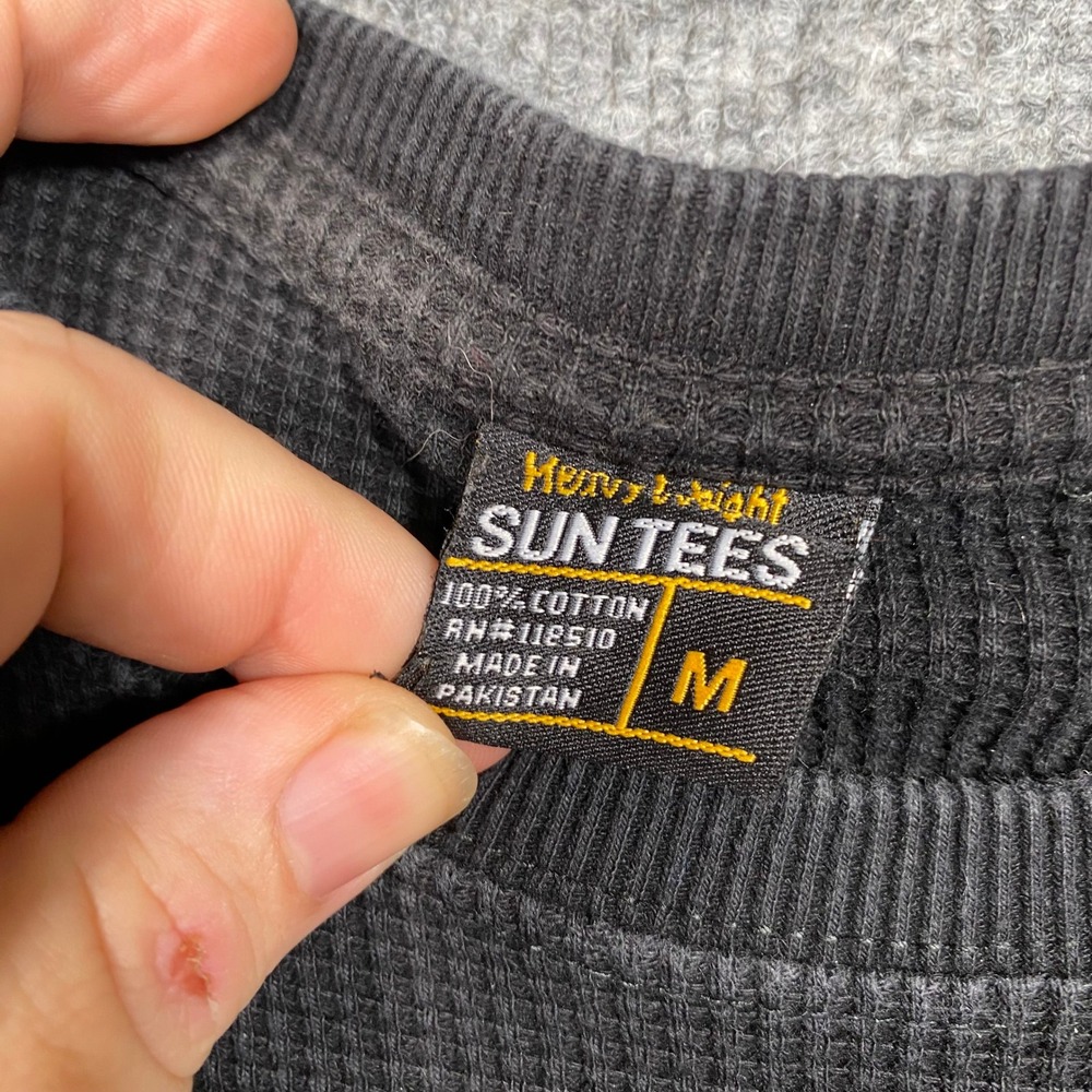 Sun‎ Tees Mens Germany Graphic Waffle Knit Thermal Long Sleeve Shirt Black M - Picture 5 of 6